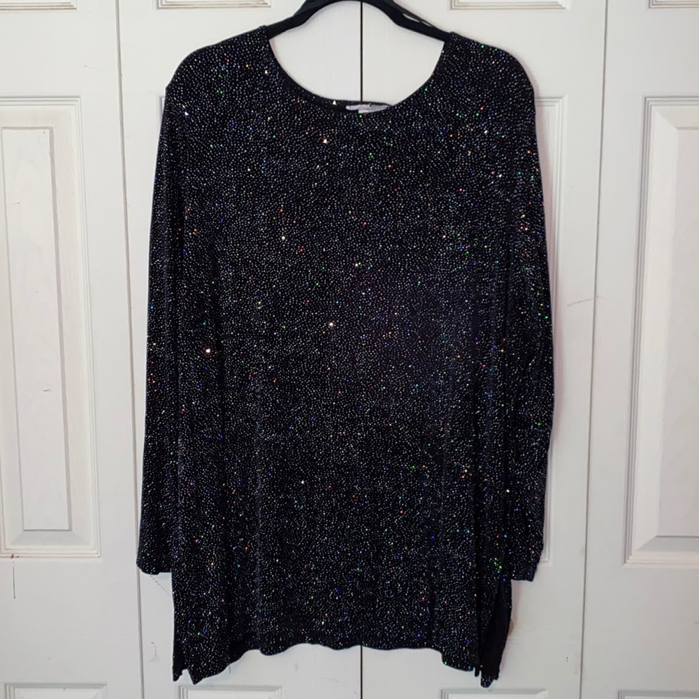 Plus Size 2X Black Dressy Tunic with Sparkles